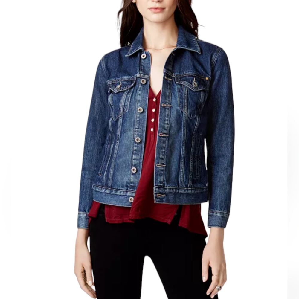 Luck Brand Women's Tomboy Trucker Faded Denim Jacket Size L NWT
